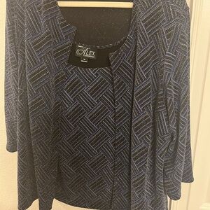 Alex Evenings 2-Piece Sparkle Twinset Jacket & Tank Top | Plus Size 3X